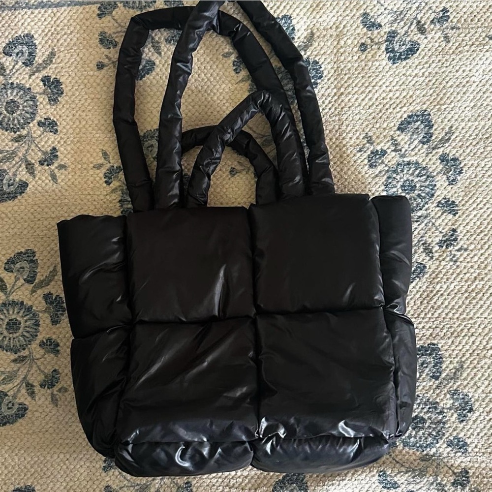 Black Puffer Tote Bag